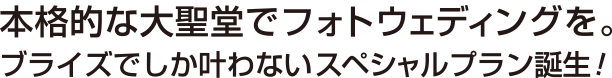 本格的な大聖堂でフォトウェディングを。ブライズでしか叶わないスペシャルプラン誕生